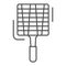 Steel barbecue grid thin line icon, Barbecue concept, grille sign on white background, hand netted grill icon in outline