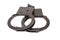 Steel black handcuffs over white
