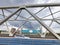 Steel bridge and double water barrier in the river Hollandsche IJssel