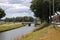 Steel bridge over water Apeldoorns Kanaal in Hattem