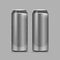 Steel cans. Aluminium bottles for beer, lemonade or soda or energy drink. Metal package with water drops realistic