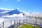 Steel catwalk over Alps round the First top station above Grindelwald, Switzerland in summer.