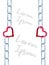 Steel chain is linked together by a red heart shaped link in this 3-d illustration about unbreakable love