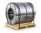 Steel coil and wooden pallet