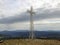 Steel cross on the peak of Tarnica in Bieszczady in Poland.