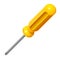 Steel crosshead screwdriver with yellow handle, in working position