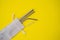 Steel drinking straws on a yellow background. Zero waste concept