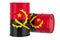 Steel drum, barrel with Angolan flag, 3D rendering