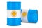 Steel drum, barrel with Argentinean flag, 3D rendering