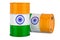 Steel drum, barrel with Indian flag, 3D rendering