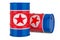 Steel drum, barrel with North Korean flag, 3D rendering