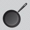 Steel empty frying pan . Realistic vector mockup