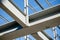 Steel frame of new building in construction - girder joint detail - shallow depth of field