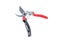 Steel gardening secateurs, scissors tool with red and black grip for pruned of plants and flowers garden work, isolated on white