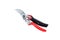 Steel gardening secateurs, scissors tool with red and black grip for pruned of plants and flowers garden work, isolated on white