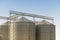 Steel Grain Silos With Clear Blue Sky