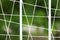 Steel grating fence of soccer field, Metal fence with blur background.