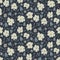 Steel Grey Naive Daisy Bloom Seamless Pattern. Hand Drawn Tossed Floral background. Neutral muted tones. Moody Ditsy Winter Style