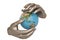 Steel hands keeping holding or protecting globe,3D illustration.