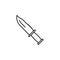 steel hunting knife, sharp knife, hunting line icon on white background