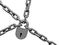 Steel lock hinging on chains