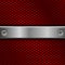 Steel long plate with screws on red perforated background