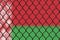 A steel mesh against the background of the flag Belarus.