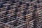 Steel mesh for construction Steel Rebars for reinforced concrete. Steel reinforcement bar texture in construction site