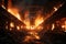 Steel mill interior, panorama inside foundry of metallurgical plant