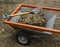 Steel modern cart, sieve for ground and metal shovel