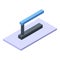 Steel plastering trowel icon, isometric style