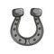 Steel polished horseshoe lucky symbol isolated on white background