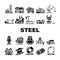 steel production industry metal icons set vector