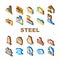 steel production industry metal icons set vector