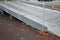 Steel ramp for the entry of supply trucks into an industrial hall or supermarket. solid galvanized construction with railings for