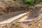 Steel reinforce in concrete.Steel grid on the construction site. Construction of a road bridge in the countryside in the Czech