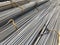 Steel reinforcement rebars tied with metal wire at the outdoor warehouse