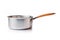 Steel saucepan on a white background