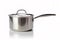 Steel saucepan on a white background