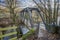 Steel span footbridge crossing a river