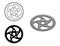 Steel sprocket wheel. 3D effect and flat vector icons