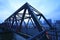 Steel structure bridge close-up at night landscape