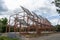 Steel structure of a church construction in a temple area in Thailand