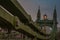 The steel structure of the Hammersmith Bridge in the west side of London The first suspension bridge that crossed the River Thames