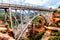 The steel structure of Midgely Bridge on Arizona SR89A between Sedona and Flagstaff over Wilson Canyon at Oak Creek Canyon