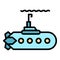 Steel submarine icon color outline vector