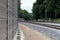 Steel Train tracks, rail ties, lined up into the horizon