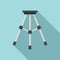 Steel tripod icon flat vector. Camera stand