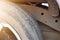 Steel wheels and car tires have tear marks, cracks, and can cause dangerous driving.