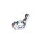 Steel wing nut type. Close up. Ironmongery. White background, 